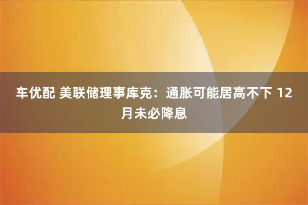 车优配 美联储理事库克:通胀可能居高不下 12月未必降息